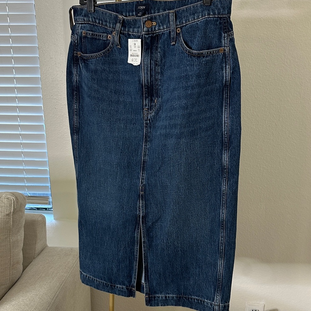 NWT! J. Crew Dark Wash Denim Pencil Skirt - Picture 4 of 9